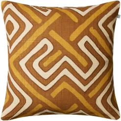 Gujarat Kussenhoes 50x50 Cm, Taupe / Pittig Geel / Lichtbeige