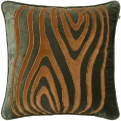 Mita Kussenhoes 50x50 Cm, Woudgroen / Cognac