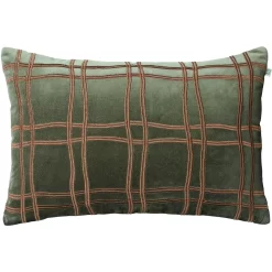 Tattersall Kussenhoes 40x60 Cm, Woudgroen / Cognac