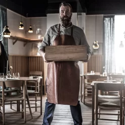Le Chef Leren Schort, Cognac -Textielwinkel decotique le chef leather apron 13