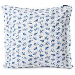 Lexington Blue Printed Leaves Organic Cotton Poplin Kussensloop, 65x65 Cm