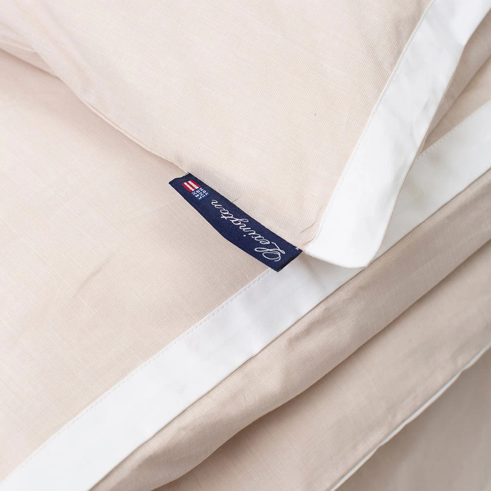 Lexington Seersucker Dekbedovertrek Beige / Wit 150x210 Cm 2 Lexington Seersucker Dekbedovertrek Beige / Wit 150x210 Cm - Afbeelding 2