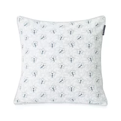 Lexington Flower Canvas Kussenhoes 50x50 Cm, Lichtgrijs / Blauw