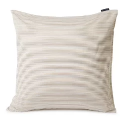 Lexington Striped Organic Cotton Sateen Kussensloop Beige, 65x65 Cm