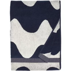 Marimekko Lokki Badhanddoek Donkerblauw / Off-white, 70x140 Cm