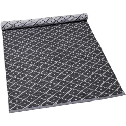 Ella Geribbeld Vloerkleed Donkergrijs / Wit, 70x160 Cm