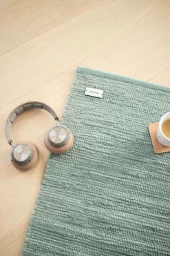 Cotton Vloerkleed Dusty Jade, 65x135 Cm -Textielwinkel rug solid cotton rug dusty jade 18 1