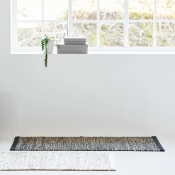 Jute/Leather Rug, Dark Grey -Textielwinkel rug solid jute leather rug dark grey 13