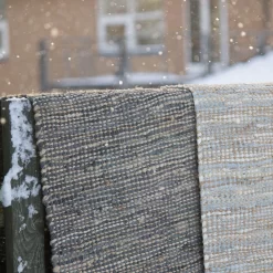 Jute/Leather Rug, Dark Grey -Textielwinkel rug solid jute leather rug dark grey 14