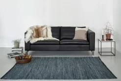 Leather Rug 65x135 Cm, Dark Grey -Textielwinkel rug solid leather rug dark grey 24