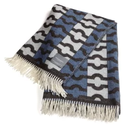 Wallpaper Deken 140x180 Cm, Blauw / Bruin / White Jaquard