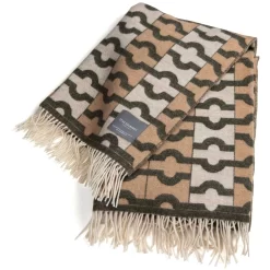 Wallpaper Deken 140x180 Cm, Beige / Mos / Offwhite Jaquard