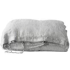 Gestreept Dekbedovertrek Linnen Grijs/Wit, 140x200 Cm